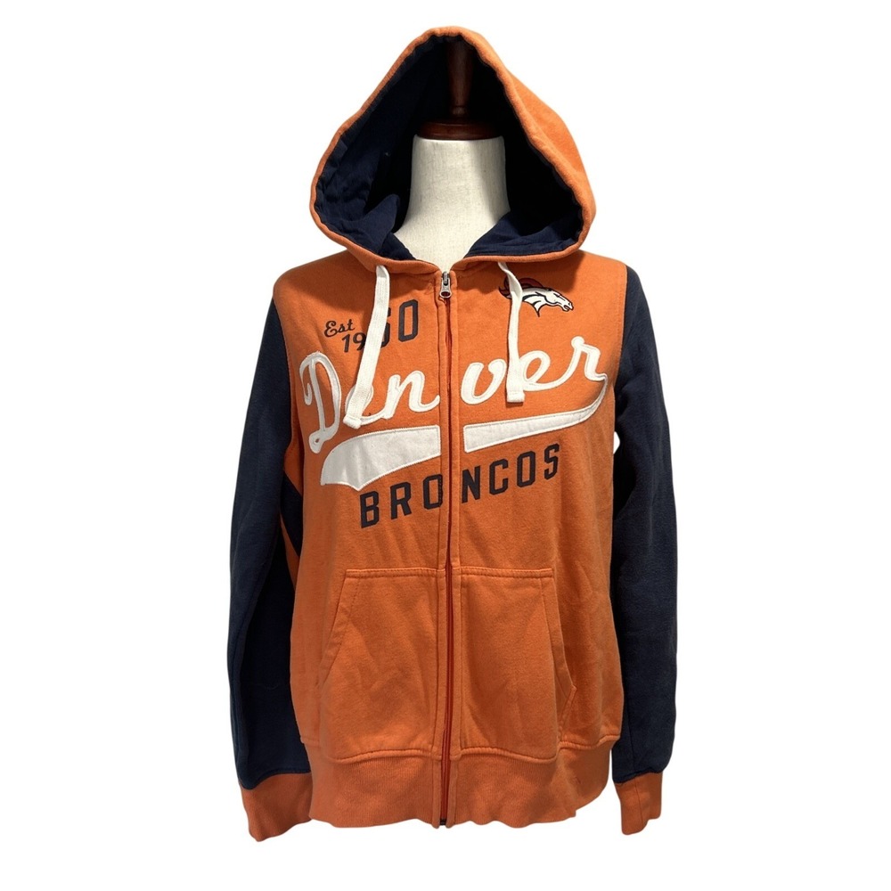 NFL Team Apparel Denver Broncos Women's XL Full Zip Hoodie Gameday Football